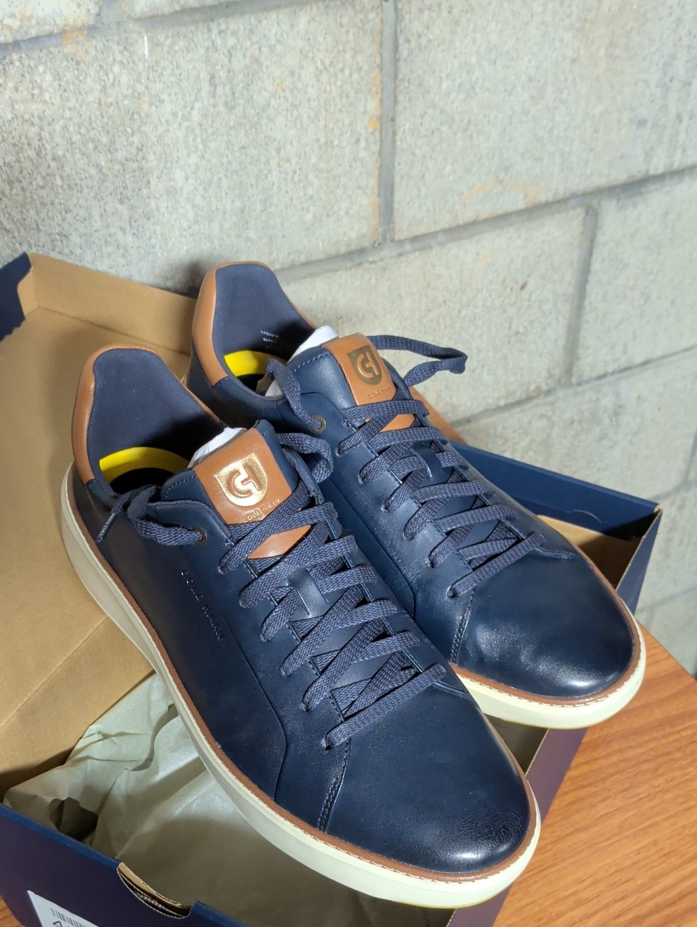 Cole Haan Leather Casual Sneakers with Tan Accents